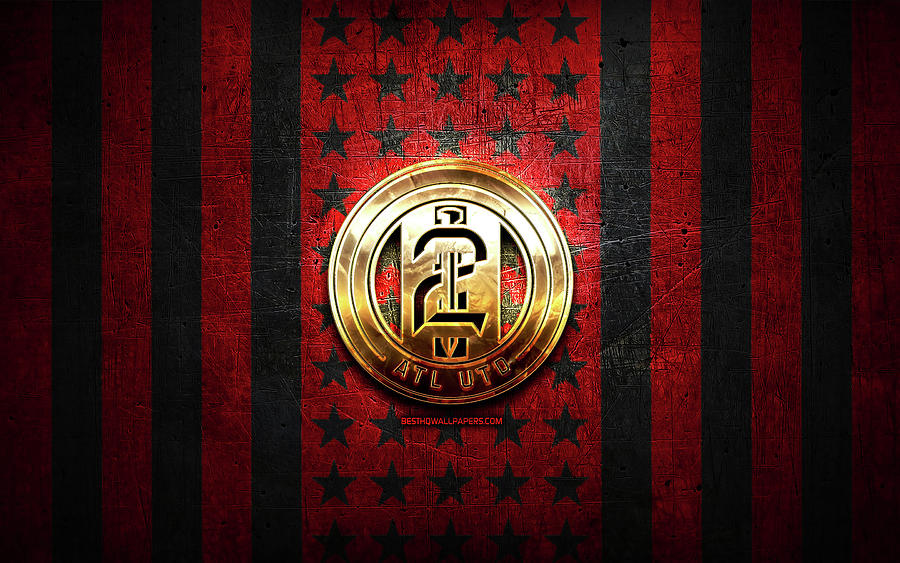 Atlanta United 2 flag USL red black metal background american soccer ...