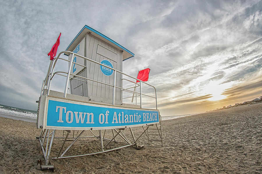 Atlantic Beach Lifeguard Tower at Sunset Photograph by Bob Decker