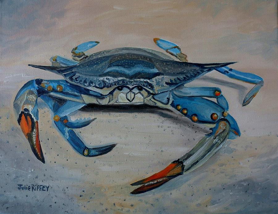 Atlantic Blue Crab Painting by Julie Brugh Riffey