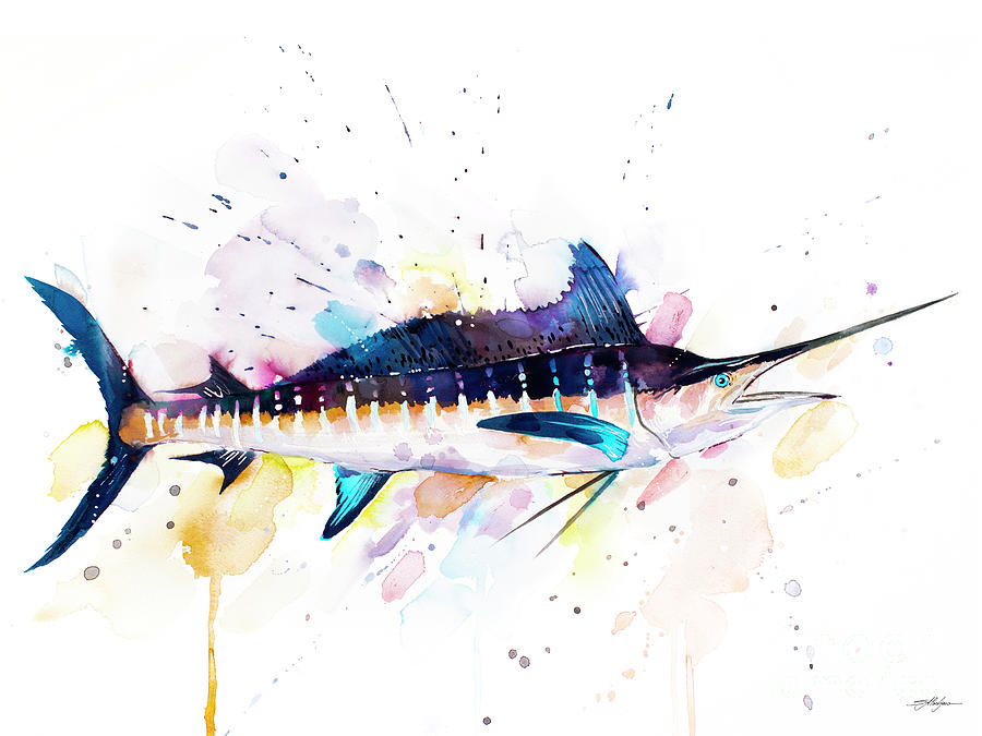 Atlantic blue marlin Painting by Slavi Aladjova - Pixels