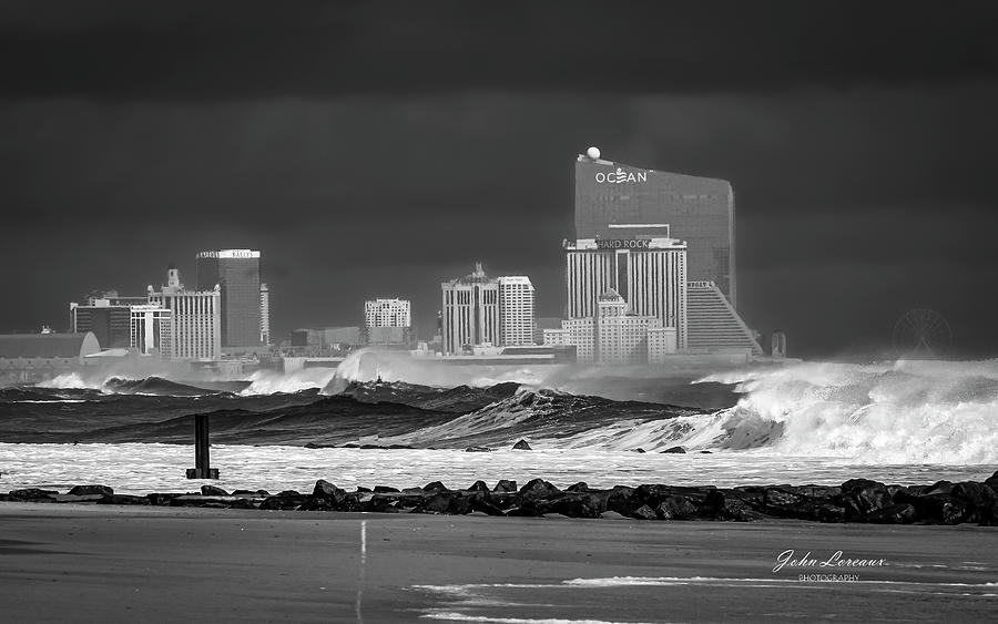 Atlantic City black and white Photograph by John Loreaux