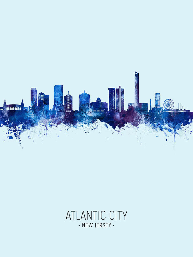 Atlantic City New Jersey Skyline #00 Digital Art by Michael Tompsett