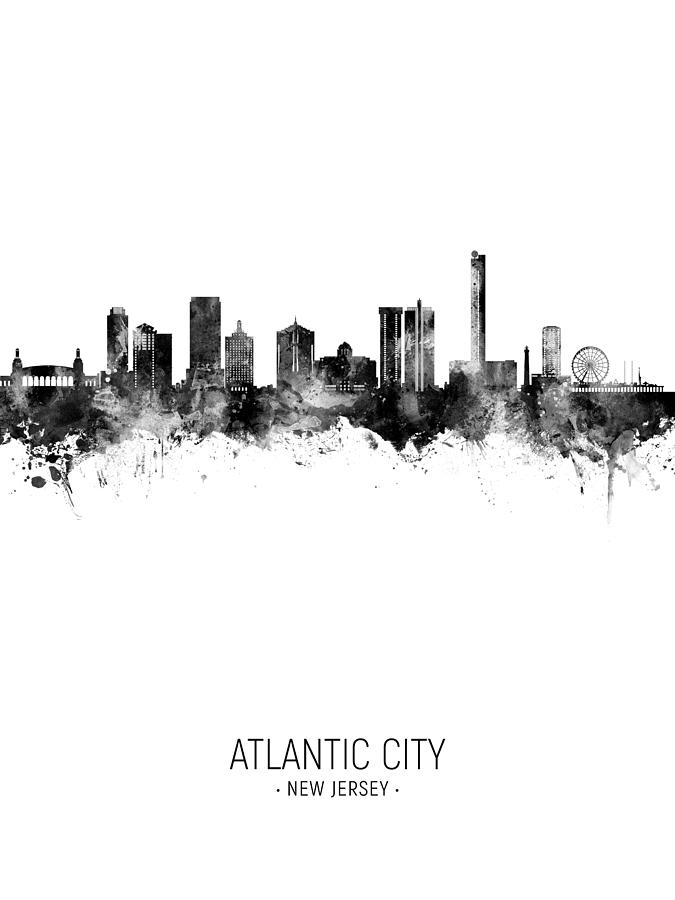 Atlantic City New Jersey Skyline #02 Digital Art by Michael Tompsett