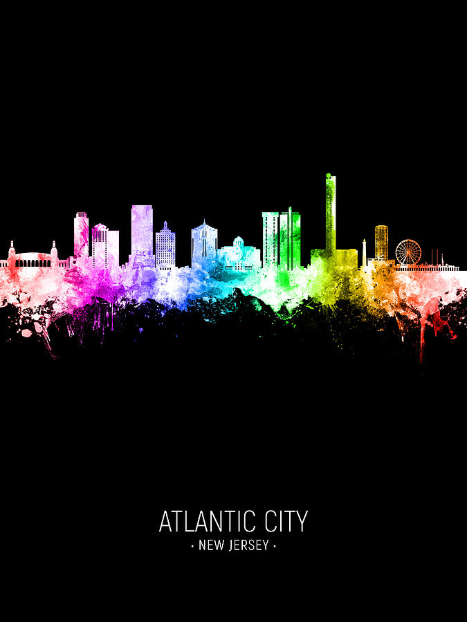Atlantic City New Jersey Skyline #04 Digital Art by Michael Tompsett