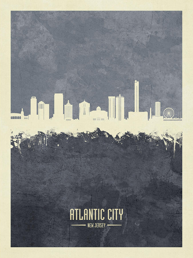 Atlantic City New Jersey Skyline #08 Digital Art by Michael Tompsett