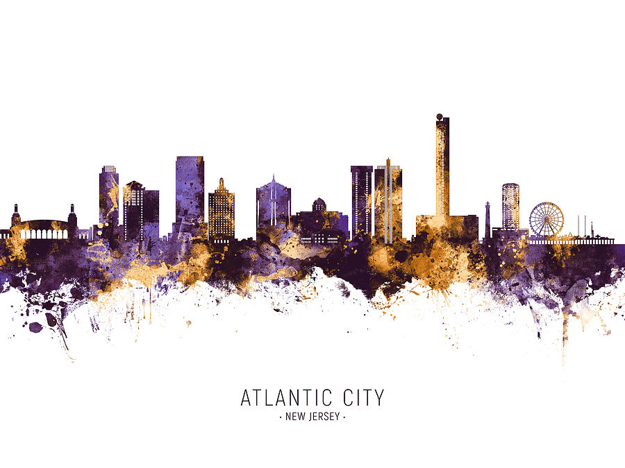 Atlantic City New Jersey Skyline #78 Digital Art by Michael Tompsett