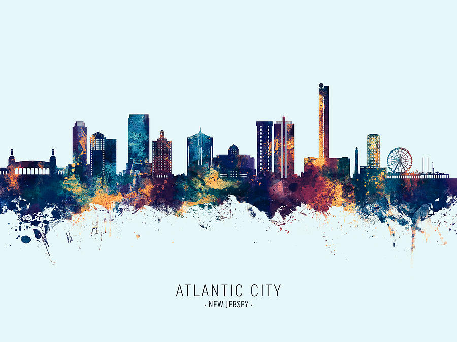 Atlantic City New Jersey Skyline #79 Digital Art by Michael Tompsett