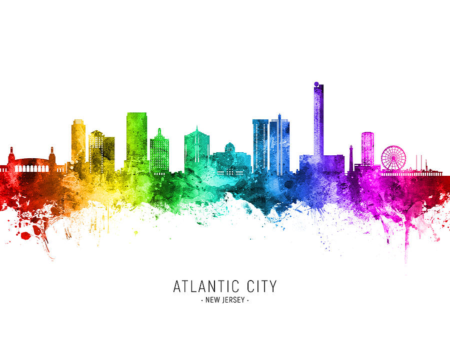 Atlantic City New Jersey Skyline #80 Digital Art by Michael Tompsett