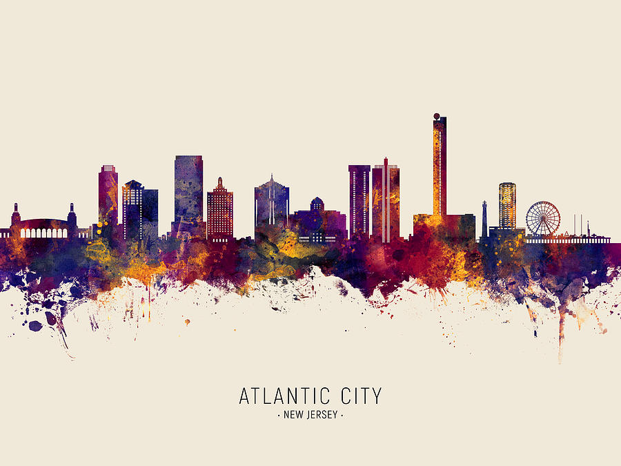 Atlantic City New Jersey Skyline #81 Digital Art by Michael Tompsett