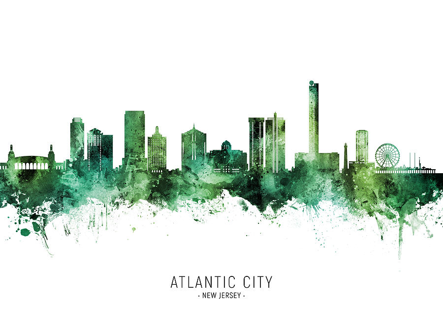 Atlantic City New Jersey Skyline #83 Digital Art by Michael Tompsett
