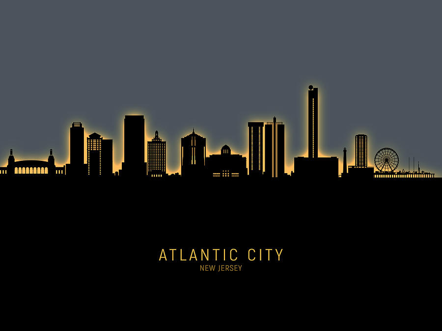 Atlantic City New Jersey Skyline #89 Digital Art by Michael Tompsett