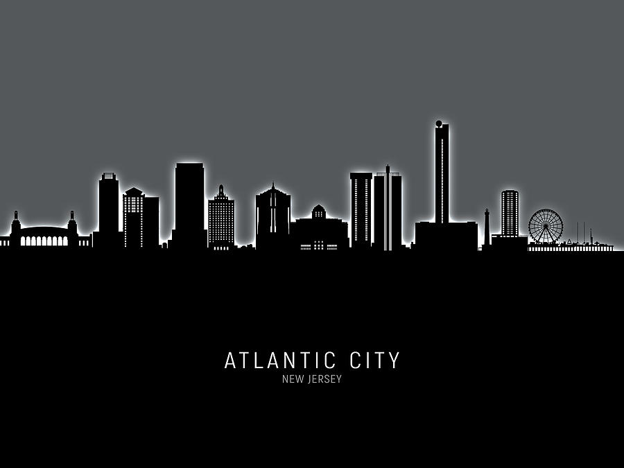 Atlantic City New Jersey Skyline #90 Digital Art by Michael Tompsett