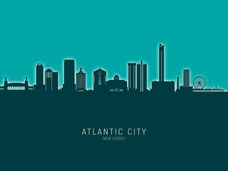 Atlantic City New Jersey Skyline #91 Digital Art by Michael Tompsett