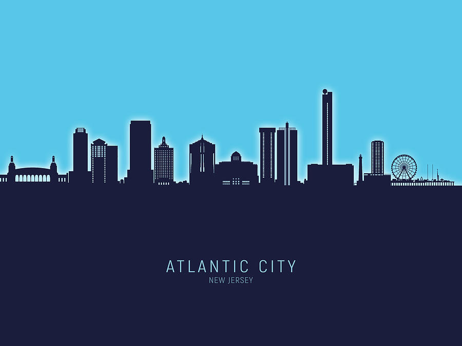 Atlantic City New Jersey Skyline #92 Digital Art by Michael Tompsett