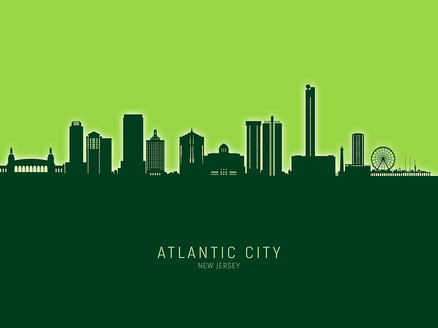 Atlantic City New Jersey Skyline #93 Digital Art by Michael Tompsett