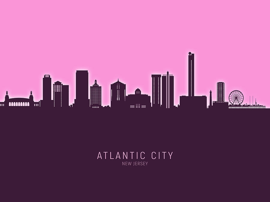 Atlantic City New Jersey Skyline #94 Digital Art by Michael Tompsett
