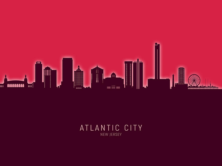 Atlantic City New Jersey Skyline #95 Digital Art by Michael Tompsett