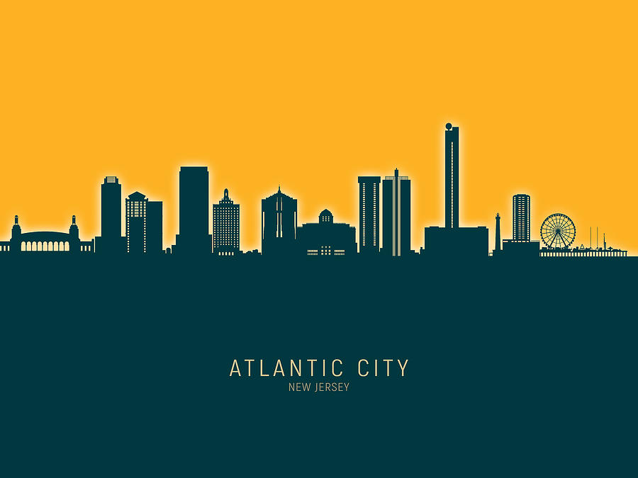 Atlantic City New Jersey Skyline #96 Digital Art by Michael Tompsett