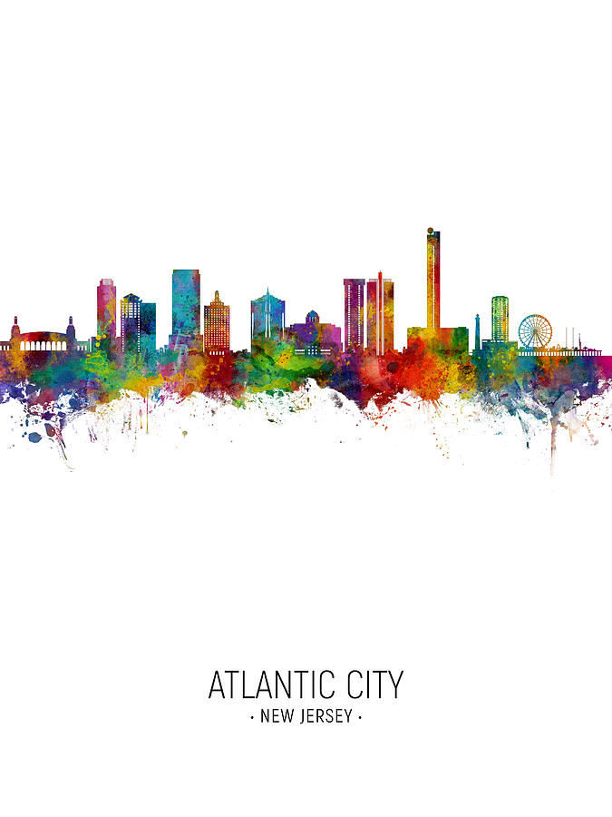 Atlantic City New Jersey Skyline #98 Digital Art by Michael Tompsett