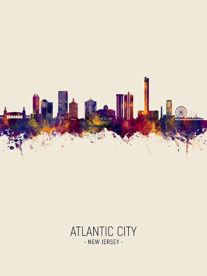 Atlantic City New Jersey Skyline #99 Digital Art by Michael Tompsett