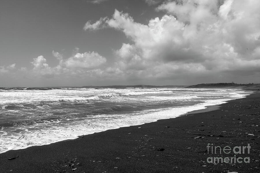 Black And White Photograph - Atlantic coast of Ireland on windy day by Elena Elisseeva