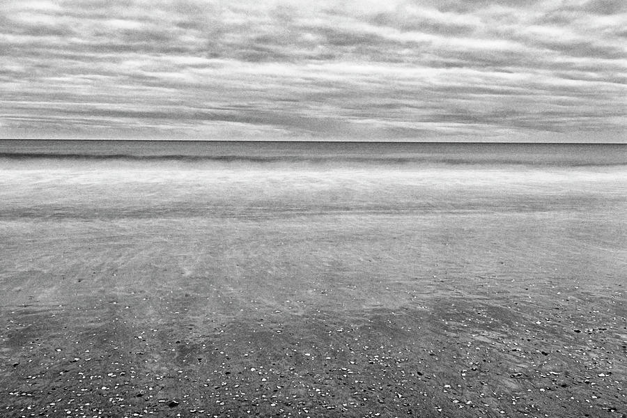 Atlantic Ocean Horizon View from Atlantic Beach NC in Grayscale Photograph by Bob Decker
