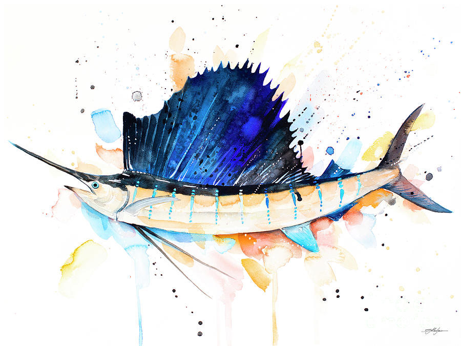 Atlantic sailfish Painting by Slavi Aladjova - Fine Art America