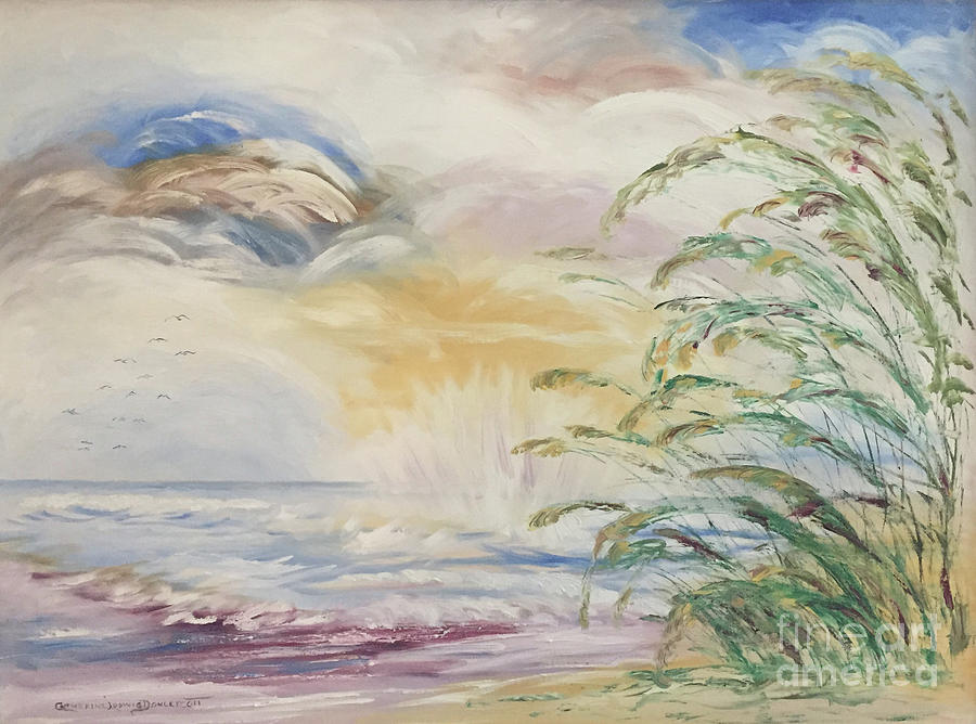 Impressionistic Seascape Oil Painting of Atlantic Sea Oats Painting by Catherine Ludwig Donleycott