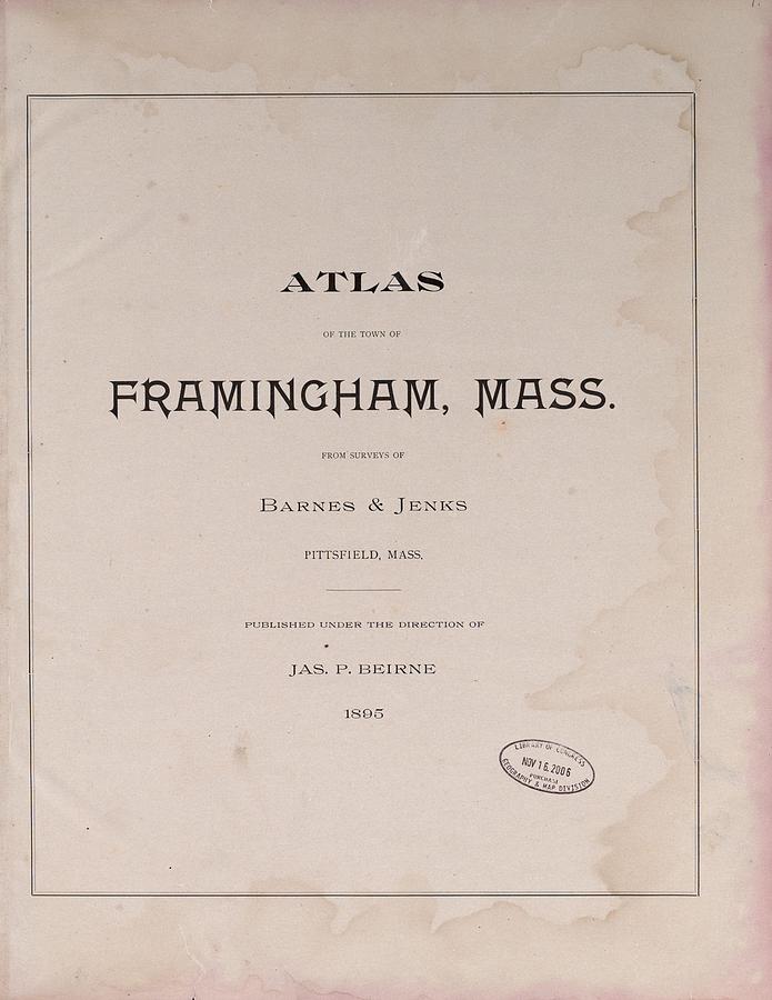 Barnes Painting -  Atlas of the town of Framingham Mass by Barnes Jenks Beirne James P