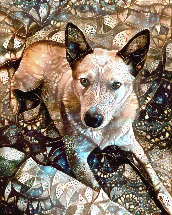 Abstract Mixed Media - Atlas the Red Heeler Dog by Peggy Collins