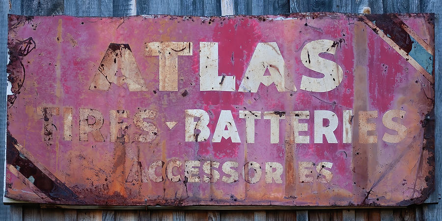 Man Cave Sign Photograph - Atlas tire and battery sign by Flees Photos