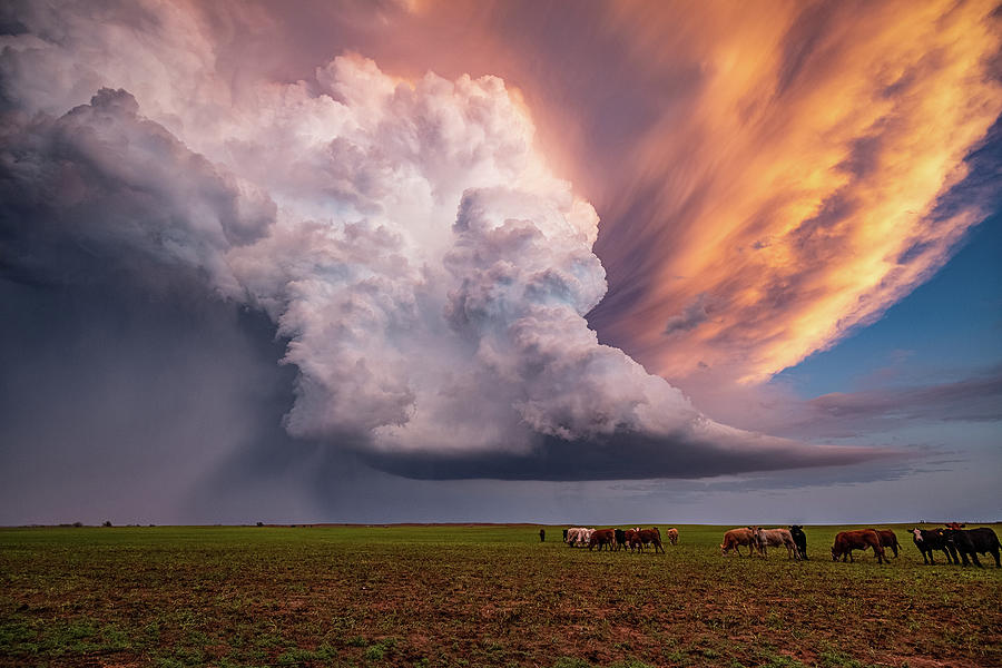 Atmospheric Eruption Supercell Thunderstorm At Sunset In Kansas Photograph By Southern Plains