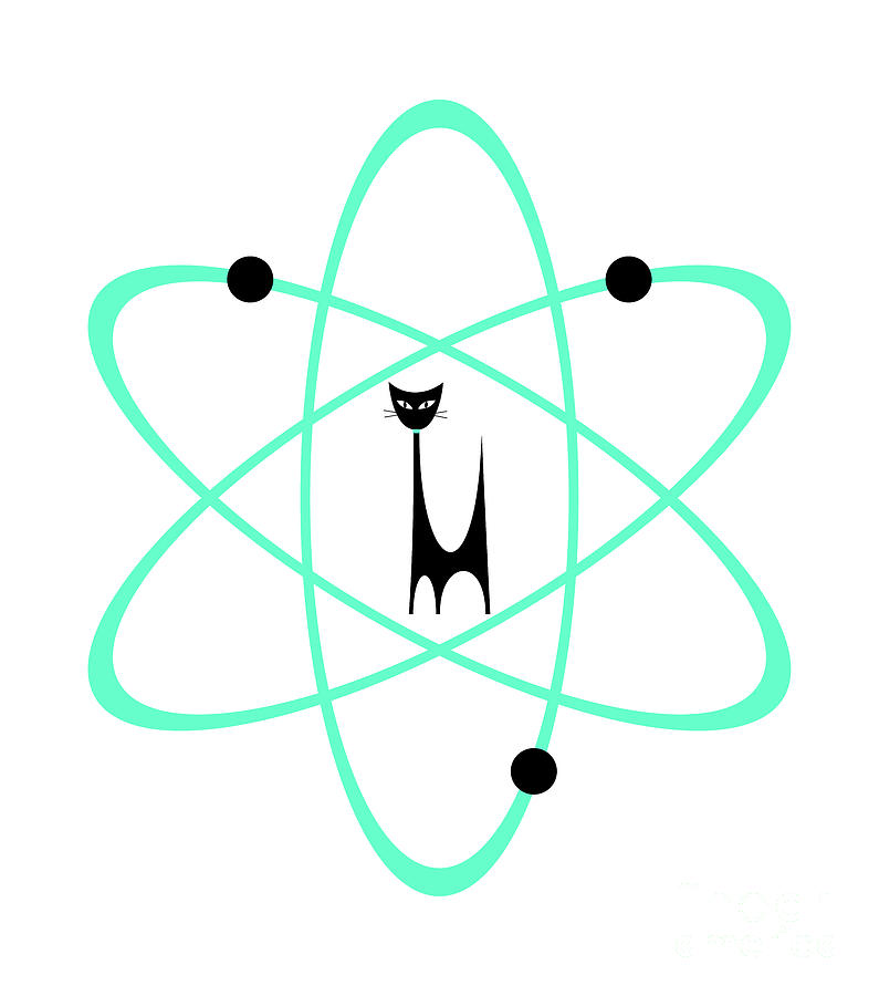 Atom Cat in Green Transparent Background Digital Art by Donna Mibus