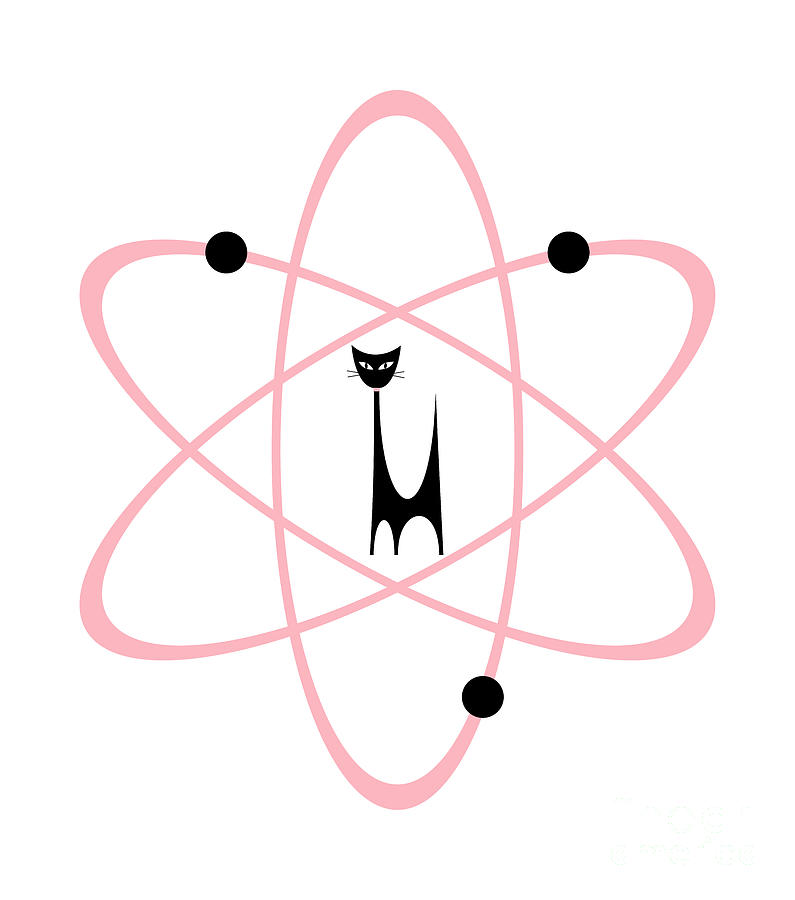 Atom Cat in Pink Transparent Background Digital Art by Donna Mibus