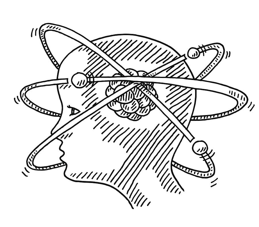 Atom Molecule Science Head Concept Drawing Drawing by FrankRamspott