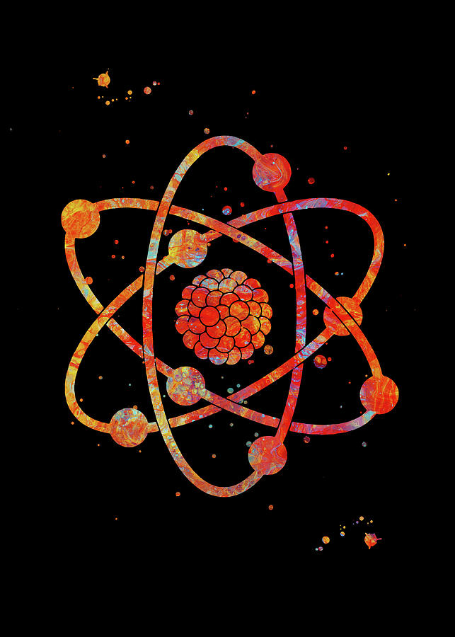 Atom Watercolor Print Science Art Poster Nuclear Model Abstract Print ...