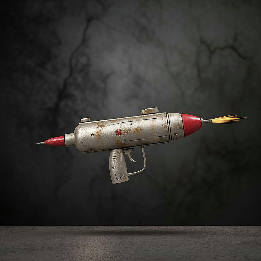 Space Digital Art - Atomic Age Toy Blaster with Sparks by Yo Pedro