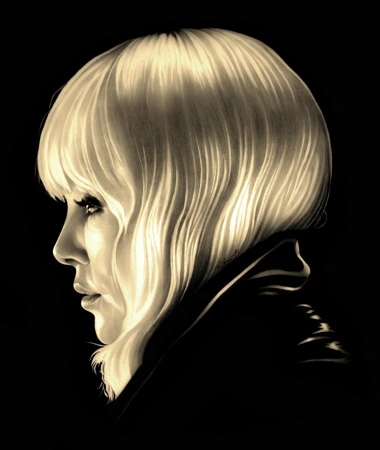 Atomic Blonde - Charlize Theron - Colored Edition Drawing by Fred Larucci
