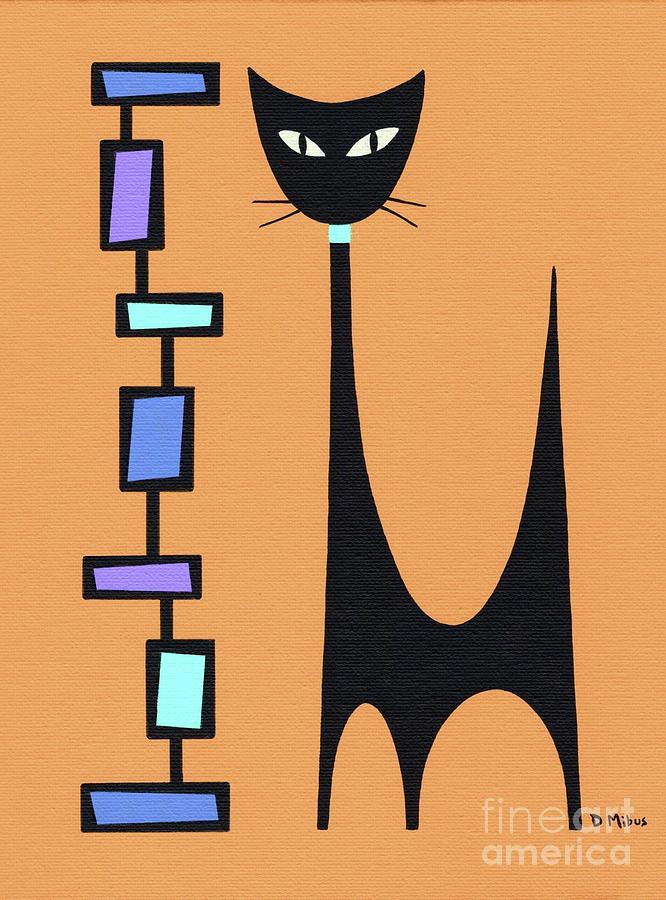 Atomic Cat with Mod Rectangle Tower Painting by Donna Mibus