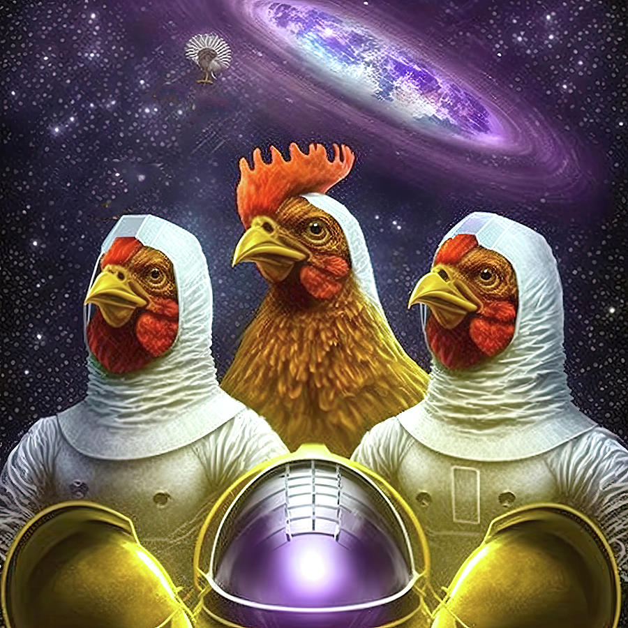 Space Digital Art - Atomic Chickens In Outer Space 3 by Ron Weathers