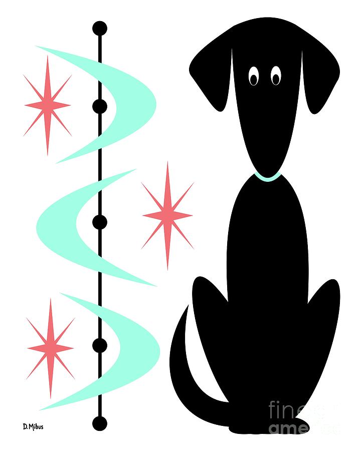 Atomic Dog with Aqua Boomerangs Digital Art by Donna Mibus