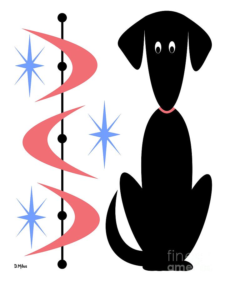 Atomic Dog with Pink Boomerangs Digital Art by Donna Mibus