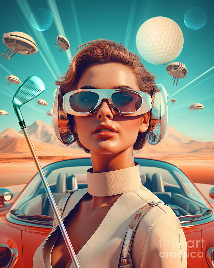 Atomic Golf Girl 21 Mixed Media by Olivera Cejovic