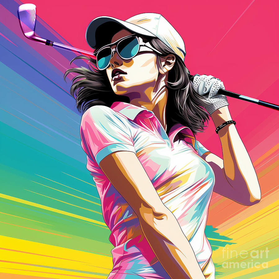 Atomic Golf Girl 16 Mixed Media by Olivera Cejovic
