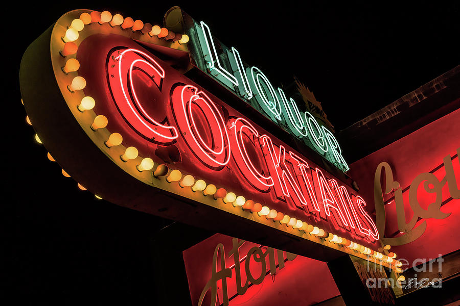 Atomic Liquor Coctails Neon Sign Fremont Street at Night Photograph by Aloha Art
