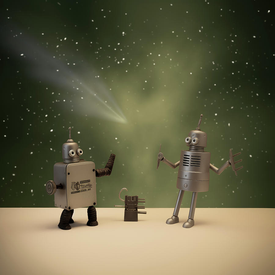 Atomic Tin Toy Moon Robots Digital Art by Yo Pedro