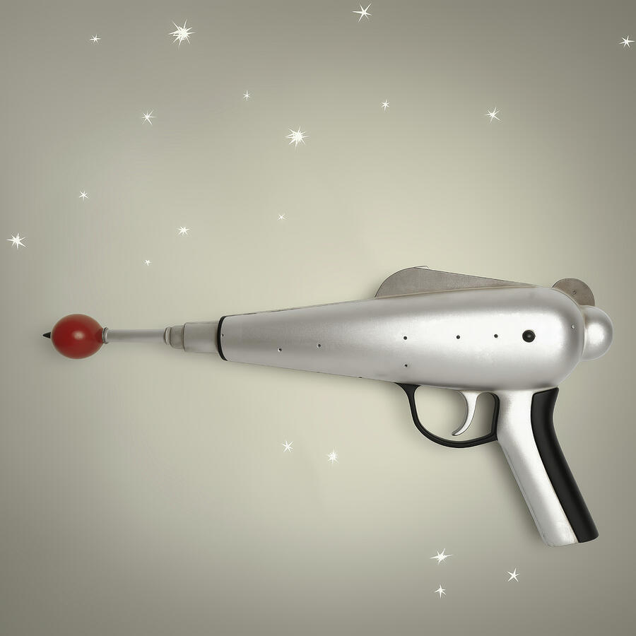 Flash Gordon Digital Art - Atomic Toy Ray Gun in Silver by Yo Pedro