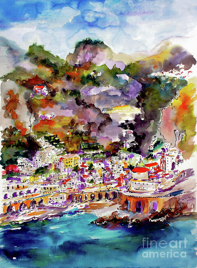 Atrani Italy Amalfi Coast Travel Europe Painting by Ginette Callaway