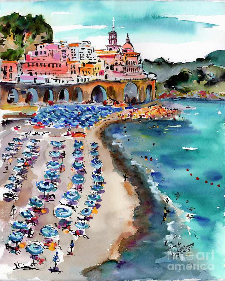 Atrani Italy Beach Amalfi Coast Painting by Ginette Callaway