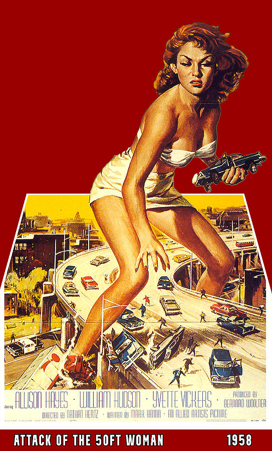 Attack of the 50ft Woman, 1958 - 3d movie poster Mixed Media by Movie World Posters